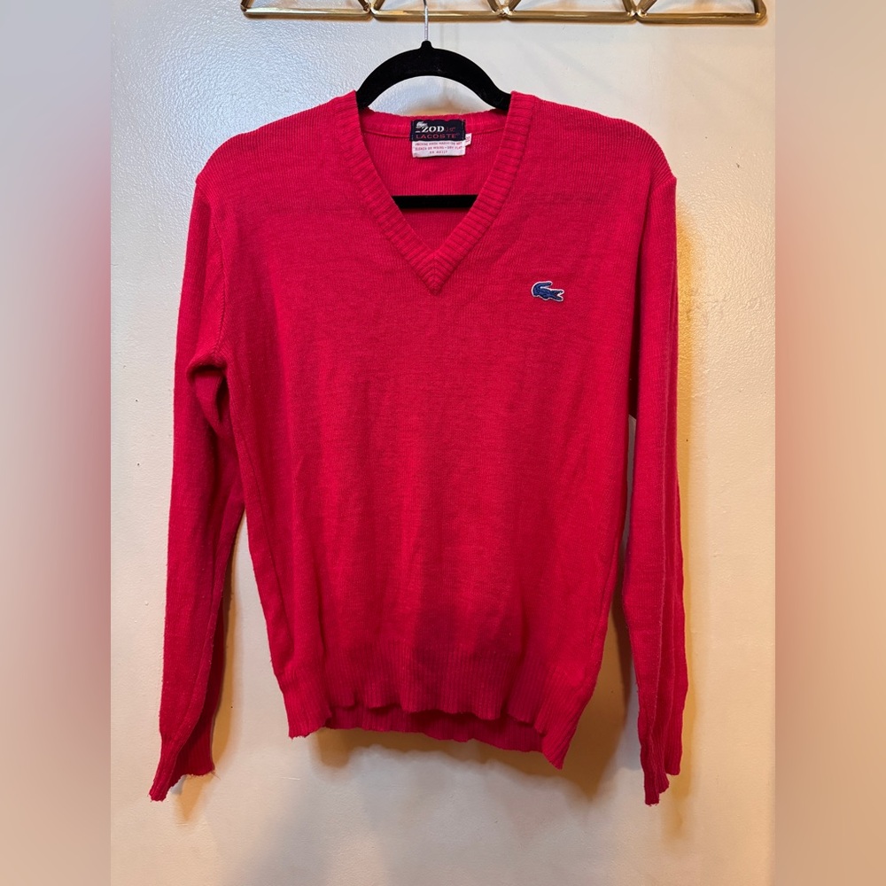 Vintage Lacoste Wool/Acrylic Blend Sweater in Fuchsia - Small